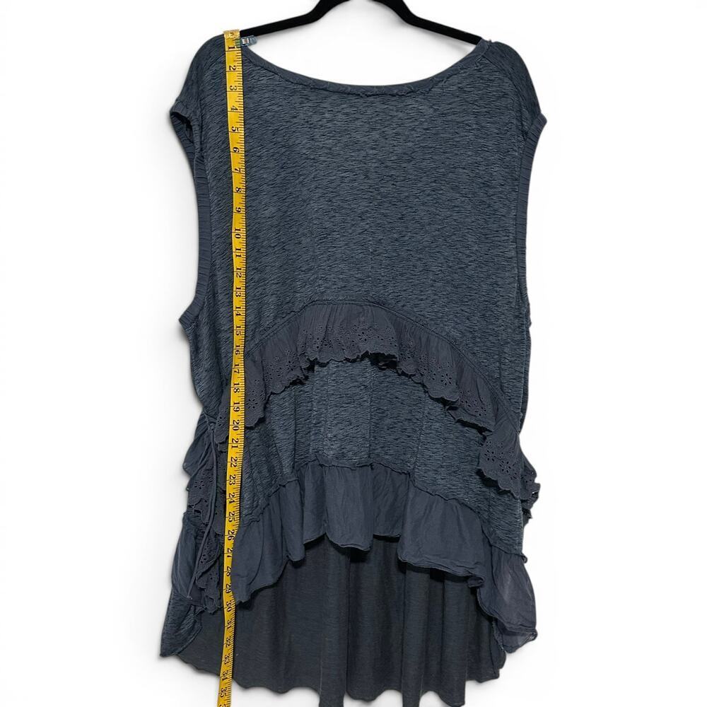 Free People Slouchy Claire Tee Blue Ruffle Tunic Top Large - Picture 8 of 15